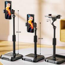 1个可调节360°桌面直播三脚架，可伸缩升降向下拍摄通用手机支架，适用于所有手机和平板电脑 - W1(黑色) - 查看 3