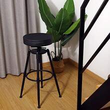 Tromlycs Cojín redondo para asiento de bar con elástico de 14 pulgadas para taburete de bar funda de cojín de piel sintética negra - SolemnNegro - Ver 2