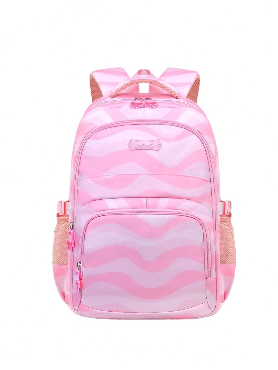 1 pieza Mochila con bolsillos de diseño ondulado, mochila casual multifuncional adecuada para uso diario, viajes, escuela, compras, visitas y universidad - A - Ver 1