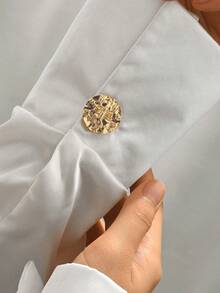 1件 2026新款 优雅时尚 欧美品质 太阳形、花朵形、白色贝壳镶嵌设计、金色圆形、花蕊形树脂珍珠设计、圆形人像、天蝎座摩羯座狮子座图案、新增太阳歪嘴笑脸图案、太阳脸图案、古币图案、抽象人像、星月图案、螃蟹图案、古银美杜莎、外星人、螺旋形、贝壳形 - 金色 - 查看 3