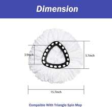 Spin Mop Replacement Head 3 Pack Mop Refill Compatible With Ocedar Triangle Swivel Mops Microfiber Swivel Mop Refill,Deep Clean,Machine Washable And Easy To Replace - ColorD - 查看 3