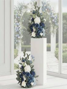 Artificial Flowers Arrangements 2PCS Wedding Aisle Runner Chair Decorations Cream Centerpieces For Ceremony Reception Rose Floral Floor Party Outdoor Wedding, Birthday, Shower Decor, Aesthetic Room Decor - Màu xanh lam - Xem 2