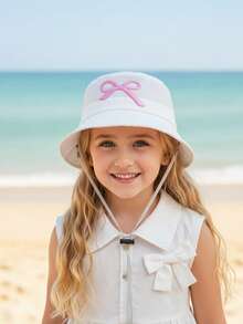 Mũ tai bèo điều chỉnh được, có nơ thêu, mũ tai bèo mỏng cho trẻ nhỏ và trẻ em, chống nắng quanh năm. - 1PC - Xem 9