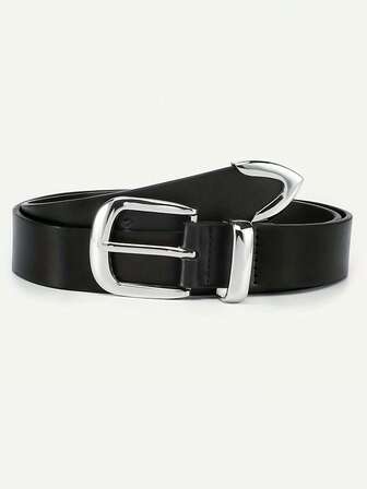 1pc Minimalist Silver PU Unisex Belt, Fashion Casual Versatile Waist Belt Suitable For Teens, Casual, Outdoor, Athletic, Vacation, Travel, Graduation Gifts, Birthday, Daily Wear