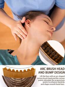 2 Pcs Facial Skincare Massage Set-Lymphatic Contour Facial Brush,Stainless Steel Heart-Shaped Gua Sha Board,Dry Facial Brush, A Lymphatic Drainage Massager For Face, Chin, And Jaw Shaping,Stainless Steel Facial Scraping Tool - Multicolor - View 3