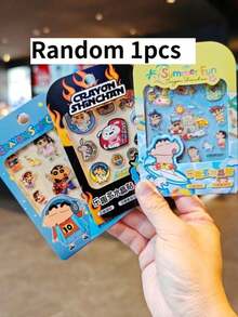 1张随机可爱卡通3D贴纸DIY手册，适用于相册 - 彩色 - 查看 8