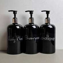 500ml Bathroom Shampoo, Conditioner, Body Wash Dispenser - Pump Bottles, Refillable 3 Pieces Set - Multicolor - View 8