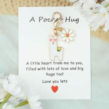 1pc/2pcs Cute Daisy & Pony Keychain Set, Includes Metal Animal Hugging Pocket Charm, Ideal Gift For Family, Friends, Thanksgiving, Birthday, Gag Gifts, Back To School - Multicolor - View 7