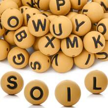 10/26pcs Earthy Tone Round A-Z Silicone Letter Beads - DIY Personalized Jewelry Making Kit, Craft Supplies For Name Bracelets, Keychains, Pendants, ID Lanyards And Bead Pens - Multicolor - View 7
