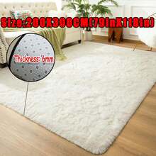 eluckya Plush And Thick Long-Pile Carpet, Super Soft And Comfortable Rug, Non-Slip Thick Pile Carpet, Suitable For Bedrooms, Living Rooms, Bathrooms, Dorm Rooms, Room Decor, Kitchen Essentials, Family Gatherings, Valentine's Day, Birthday Parties, Home Decor, Bedroom Decor. - 白色 - 查看 12