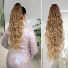 Claw Shaped Ponytail Extension Hair Accessory Black Brown Gradient Red Gradient Purple Gradient Pink Gradient Blue Gradient Brown Multi-Color 24 Inch Water Ripple Heat-Resistant Fiber Synthetic Ponytail Wig, Suitable For Women's Christmas, Halloween Parties And Daily Use - Two-Tone - View 14