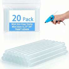 20/50/90支装迷你热熔胶棒，透明胶枪棒，适用于金属、木材、玻璃等材质的DIY艺术工艺品和学校项目，可粘合。 - 透明色 - 查看 9