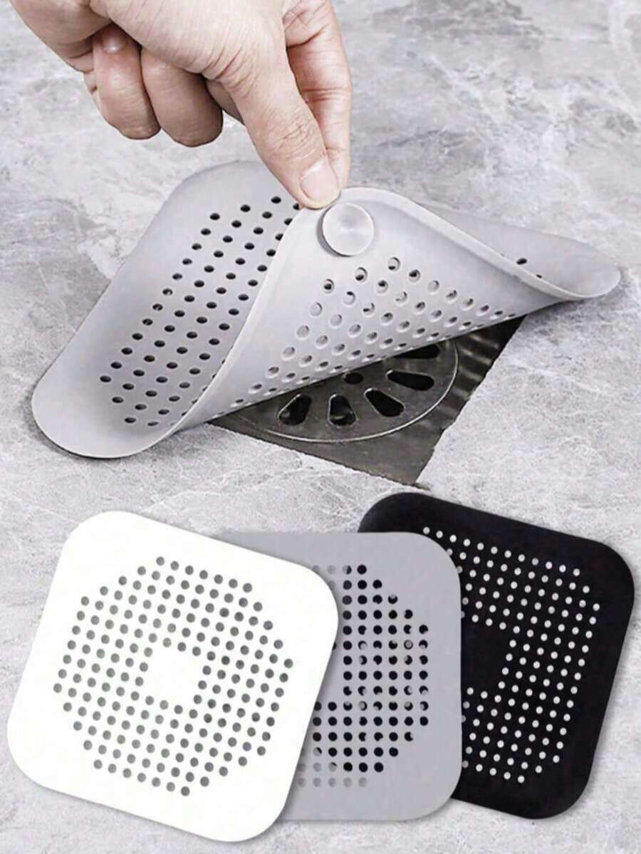 1/2/3 cái nắp đậy cống vuông bằng silicon, lưới lọc tóc, lưới lọc tóc cống thoát nước nhà tắm có giác hút, dễ lắp đặt, thích hợp cho bồn tắm, nhà bếp và phòng tắm. - Nhiều màu - Xem 1