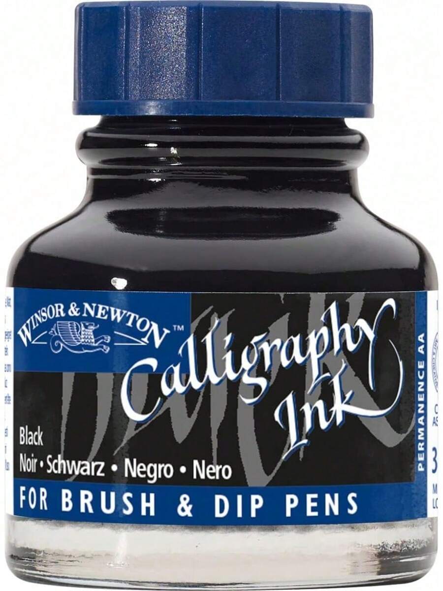 EstiloWinsor & Newton - Botella de tinta para caligrafía, Negro, 1Versión mejorada - Negro - Ver 1