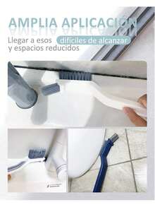 EstiloTendenciaCepillo Para BañO,2 Unidades Cepillo De Limpieza Multiusos Con Cerdas Duras Y Gancho - DiseñO En V Para Ranuras, BañO, Cocina, Ventanas, VehíCulos, Grifos, Inodoro Y PersianasCalidad PremiumVersióN Mejorada - 1 - Ver 7