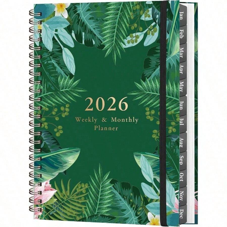Sổ kế hoạch 2026 - Từ tháng 1 năm 2026 đến tháng 12 năm 2026, khổ A5 (6.3 x 8.4 inch), lập kế hoạch hàng tuần và hàng tháng, lịch kế hoạch 2026, với 12 tab tháng. - Nhiều màu - Xem 1