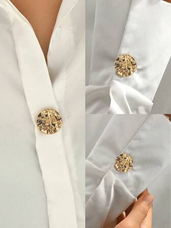 1 st 2026 Ny elegant och moderiktig europeisk och amerikansk kvalitet. Solformad, blomformad infälld vit snäckskaldesign, guldrund, pistillformad hartspärldesign, runt porträtt, skorpionmönster och fler manschettknappar och kragklämmor, exklusiva damaccessoarer lämpliga för fest, affärer, formell middag, daglig matchning, flera scenarier. Handgjord målad oljedroppe, mindre defekter är oundvikliga, lämplig för knappar inom 1,2/1,5 cm diameter.