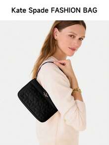 Kate Spade SPADE FLOWER QUILTED Premium Shoulder Bag For Women Bag With Clover Print Hobo Purses Stylish Women's Underarm Handbag - 黑色 - 查看 8