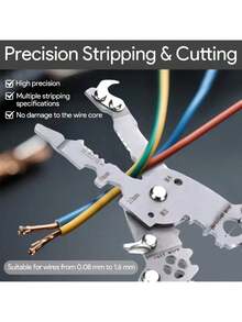 1 Pcs 18 In 1 Wire Stripper Foldable Wire Stripper Crimping Tool Cable Cutter Electrician Clamp 2025 New Multifunctional Portable Electrician Tool For Cutting And Pulling Wires Cable Cutter Gray - Wire Strippers - 1 Piece - View 6