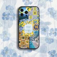 Étui de téléphone Amalfi Coast Lemon compatible avec iPhone 17, 16, 15, 14, 13, 12, Pro, Max, Plus, E, SE4, Air, Mini. Boîtier noir doux, housse compatible avec iPhone 17 Pro, 17 Pro Max, 17 - z7 - Voir 8