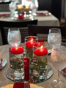 20/10 cây nến nổi màu đỏ, nến sáp paraffin không khói màu đỏ, giá đỡ nến để bàn, trang trí không gian lãng mạn cho Ngày Valentine, trung tâm bàn tiệc cưới, hồ bơi và các dịp đặc biệt. - Nhiều kiểu dáng - Xem 10
