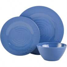 Storage HoldersGibson Home - Juego de vajilla de melamina Brist servicio para cuatro 12 piezas azul - AzulBrist - Ver 6