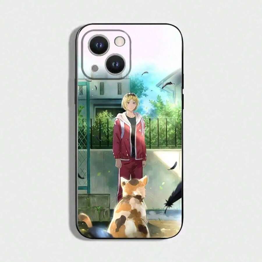 Funda de teléfono Anime Kenma Kozume compatible con 16,15,14,13,12,11 Plus, Pro Max, XS, X, XR, SE, Mini, 8, 7, cubierta de silicona suave negra, funda compatible con funda 17 pro max, funda 17 pro, funda 17, funda 16, funda 16 pro max, funda 15. - Z2 - Ver 1