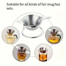 2个装优质不锈钢茶漏 - 耐用、防锈、易清洗，适用于散装茶叶 - 持久耐用，冷热冲泡皆宜 - 銀色 - 查看 8