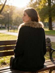 Cardigan For Women Valentine Outfits For Women Plus Size Women Clothes Sweaters For Women Long Sleeve Tops Women Autumn And Winter Fashion New Loose Large Size Sweater Knitted Sweater Lace-Up Cardigan Sweater Women - 黑色 - 查看 5