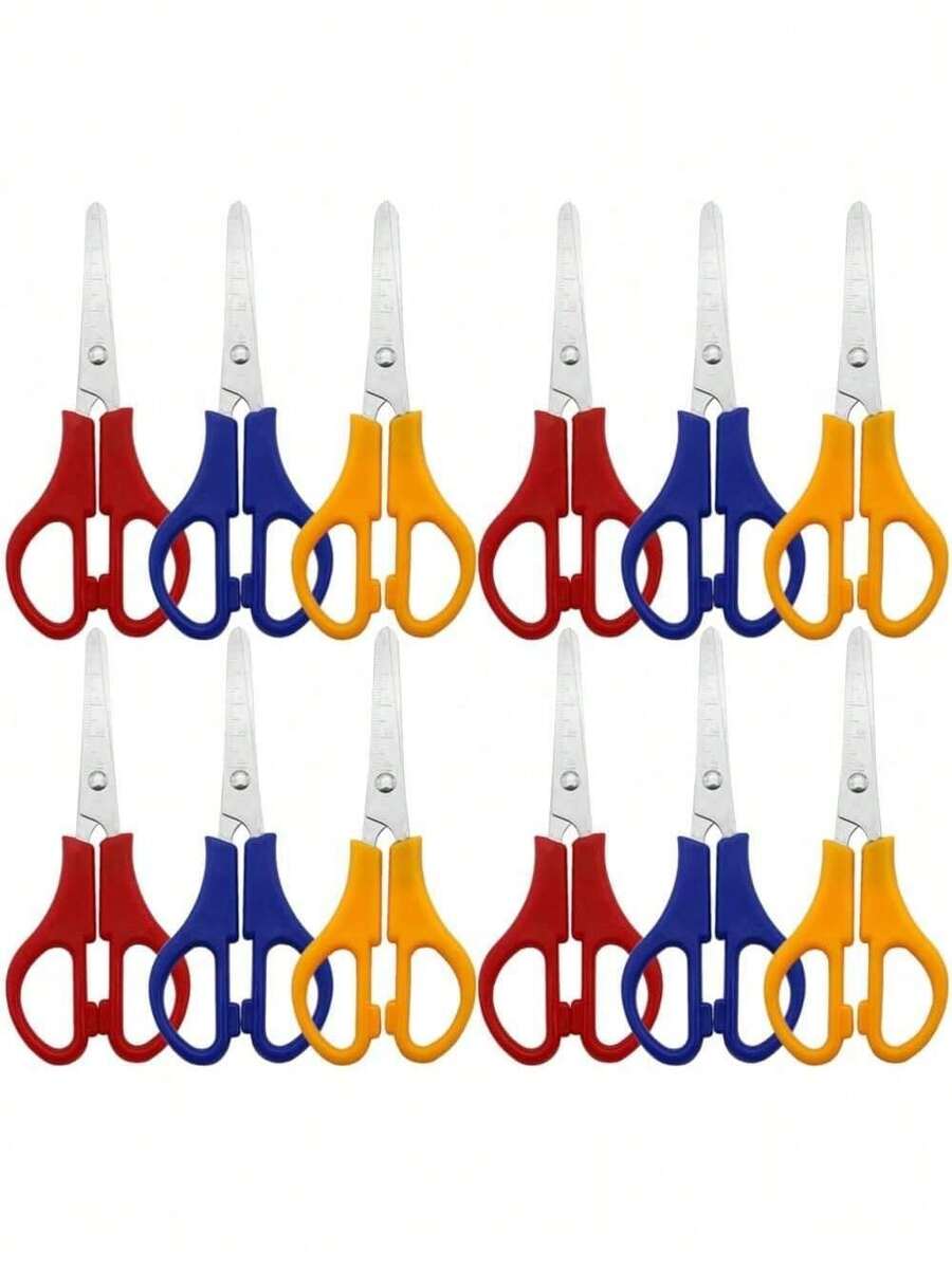 EstiloTendenciaTofficu Tijeras Escolares Para NiñOs Con Escala, 12 Piezas, 13.2 Cm, Punta Redonda, Acero Inoxidable, Colores Surtidos, Para Manualidades, Diy, Oficina Y HogarCalidad PremiumVersióN Mejorada - 1 - Ver 1