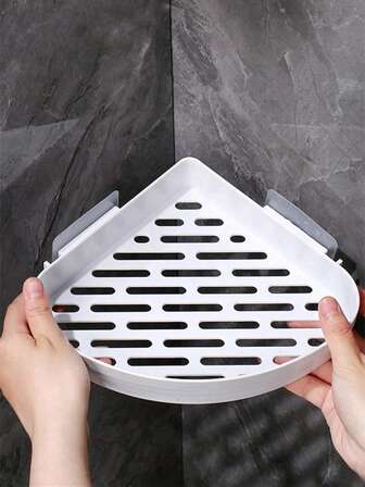 1 pieza Estantería de baño triangular, Cesta de ducha montada en la pared, Organizador de almacenamiento de baño adhesivo, Sin necesidad de perforar, Resistente y duradero, Apto para baño y cocina