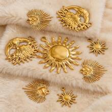 5pcs Stainless Steel Charm Connectors Big Heart Sun Gold-Plated DIY Necklace Earrings Fashion Jewelry Making Materials Wholesale - Multicolor - View 3