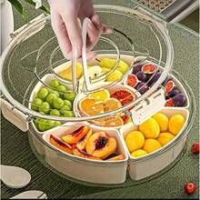 Circular 6-Section Snack And Spice Organizer - Round Divided Container For Multiple Dry Foods, Versatile Pantry Management Tool With Adjustable Partitions, Space Saving Kitchen Storage Design, Practical Home Decluttering Solution - Multicolor - View 11