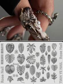 1pc Natural Inspiration Tropical Plant Leaf & Bird 3D Nail Art Mold, Transparent Silicone Nail Mold, DIY - Clear - View 3