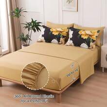 7 Piece Black Floral Comforter Set Full/Queen/King Size Bed In A Bag,Flowers Printed On Light Comforter Set With Sheets, Soft Microfiber Botanical Bedding Set For Wedding Items,Home Bed Room Decor,All Season Bedroom Decor - 黑色-1244 - 查看 2
