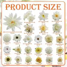 [Free Shipping]Artificial Champagne White Flowers Bulk Silk Roses Fake Flowers Heads For Crafts - DIY Home Garden Floral Party Garland Wedding Decor Mini Big Small Faux Fabric Flowers Heads 2-12cm (White Champagne) - 白香檳色 - 查看 3