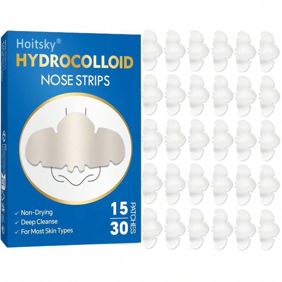 [Alcohol Free Nose Patch] 30/15 Pieces Of Hydrogel Nose Patch | Alcohol Free, Tasteless, Water-Based Gel Material, Used To Effectively Clean Nose Skin