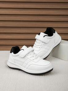 1 Pair Children's Fashion Low-Top Sneakers, Soft Sole Non-Slip Comfortable, Easy Hook And Loop Closure, Suitable For Boys/Girls Daily Wear, School, Students, Multi-Scene Matching, Running Shoes, Casual Shoes