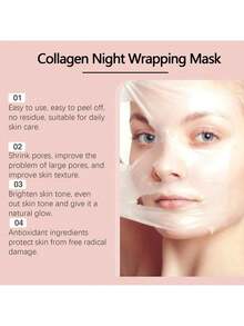 Hoygi 1 Pack Collagen Peel Off Face Mask For Deep Pore Cleansing & Hydration, With Glycerin & Centella Asiatica, Gentle Overnight Treatment For All Skin Types, Beauty Skincare Routine,Gifts For Men And Women Suitable For Christmas, Valentine's Day, New Year's Day, Birthdays, Weddings, And Parties,Makeup,Skin Care Sets,Travel Essential,Quick Ship Items,Free Shipping - Collagen - 查看 5