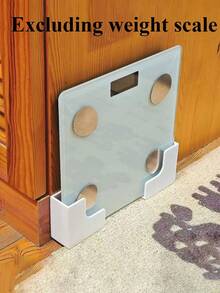 Smart Scale Storage Shelf With Electronic Scale - No Drill Adhesive/Mounting Hardware Included, White Modern Bathroom & Kitchen Cabinet Organizer With Weight Sensor, Durable Plastic Construction, Space-Saving Design With Upper Shelf & Lower Storage For Toilet Paper, Towels, Medication - Ideal For Small Bathrooms