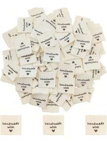 EstiloTendencia200 Etiquetas De Costura Para ArtíCulos Hechos A Mano, Hechas A Mano Con Etiquetas De Amor, Etiquetas En Relieve, Ropa Para Manualidades, Tejer, Ganchillo Y Costura (Color Blanco Roto)Calidad PremiumVersióN Mejorada - 1 - Ver 2