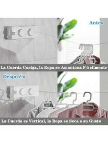 EstiloTendenciaNCONCO Tendedero RetráCtil De Pared, 5.1M Cuerda Acero Inoxidable 304 44 Lbs Capacidad Tendedero Retractil Para Ropa Para BalcóN BañO Interiores ExterioresCalidad PremiumVersióN Mejorada - blanco - Ver 11