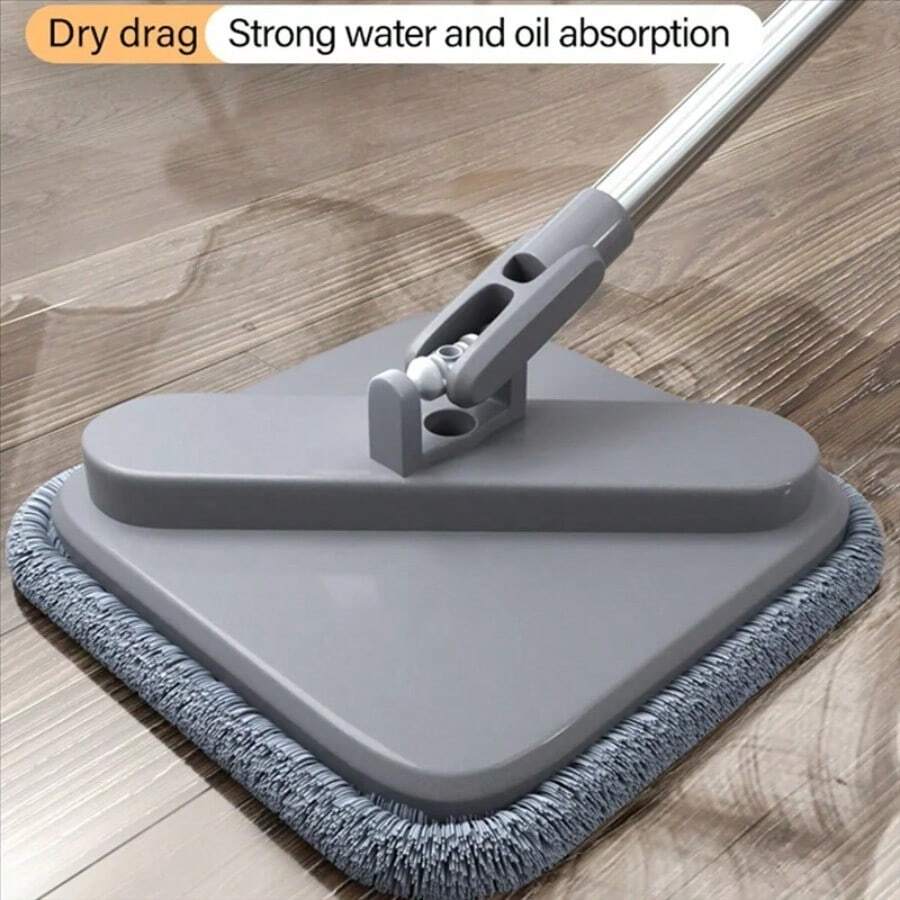 1pc Net And Dirt Separation Mop Replacement Cloth, Square Thick Fiber Cleaning And Dirt Rotating Flat Plate Adhesive Mop Head Accessory - Grey - View 1