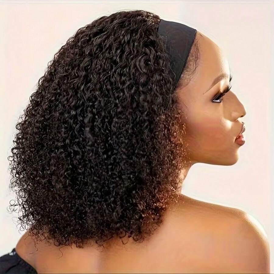Deep Wave Headband Wig Human Hair 26 Inch Headband Wigs For Women Human Hair Glueless None Lace Front Curly Wave Wigs Brazilian Virgin Hair Wear And Go Glueless Wig 200% Density Natural Black Color - Natural Black - Xem 1