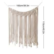 1pc Macrame Wall Hanging, Boho Style Wall Decor Tapestry, Handmade Macrame Valance Fringe Curtain, Wedding Backdrop, Headboard Decor - Beige - View 12