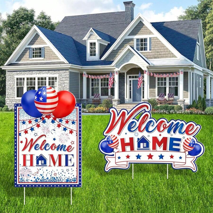 Welcome Home Yard Signs Decorative Garden Stakes Lawn Signs Outdoor Landscaping Decorations - D - View 1