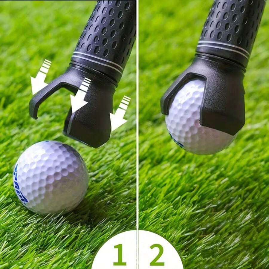 Recogedor de pelotas de golf, accesorio de golf de aleación de zinc y goma, práctico y conveniente para el entrenamiento de golf - Negro - Ver 1
