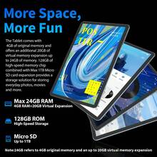 Relndoo Android 15 Tablet With Keyboard And Mouse, 24GB RAM+124GB ROM, 2 In 1 Tablet PC, 10.1 Inch Tablets With Laptop Case, Stylus, Cable, T606 Octa-Core CPU, 5MP+13MP Dual Camera, 1280*800px HD Touchscreen, 8000mAh Battery, Supports 1TB SD Expansion, 802.11n Wifi 2.4G/5G Wireless, GPS, Certified Tablet PC, Pad (No Adapter)-Black - 黑色 - 查看 3