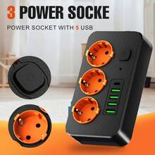 3-M/118.11inch 3/5/8 Outlet Power Strip With 5/4 USB & Type-C Charging Ports, Desktop Extension Cord Suitable For Home, Office, Kitchen, Garage And Dorm Use, Great For Home, Office, Travel And Study