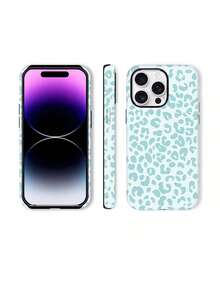 Ốp điện thoại chống rơi 2 trong 1 họa tiết da báo xanh dương, phù hợp với 17, 16, 15, 14, 13, 12, 11, PRO MAX - Màu xanh lam - Xem 5